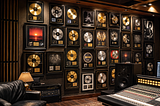 wall of award-winning records