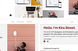 Series of images of different layouts for Kira’s design portfolio