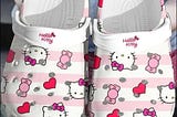 Hello Kitty Pattern Heart Crocs Clogs Crocband Shoes