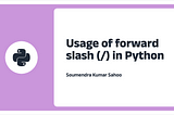 Usage of forward slash (/) in Python