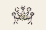group of cartoons holding money