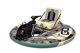 A view of the GoBoat 2.0 Stealth personal electric watercraft with camo design.