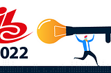The IBC logo with a cartoon figure holding a key with a lightbulb attached.