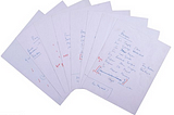 Original draft of the list as it appeared when briefly listed for sale at Sotheby’s — scribbled names, with crossings out and annotations, on lavender-colours, or possibly lilac or pink, notepaper