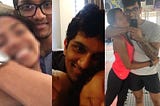 Photo collage of the author with his 3 ex-girlfriends (Who form the base of this article)