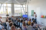 Allies Ecosystem Meetup — Priit Pavelson, CEO of allies.digital (standing) — key note at Allies developer ecosystem meetup