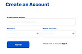 Sign Up User Interface for password reveal