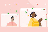 Illustration of four people of various races engaging in a video chat.