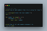 How to find the sum of odd numbers from 1 to n using loops in python?