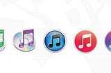 Seven versions of the Apple iTunes Logo