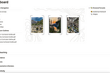 A screenshot of my Notion dashboard. It contains links to relevant items that I need access to during a typical workday. There are photos of students backpacking in the Crazy Mountains in MT.