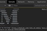 Screenshot of browser console in Medium’s website.