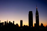 Manhattan skyline, dawn.