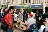 image of crowed sidewalk