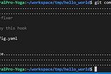 screenshot of working commit hook implementation
