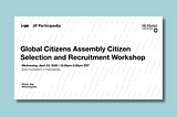 Grappling with “Good Enough”: Selection and Recruitment of Citizens for a Global Citizens’ Assembly