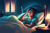 Illustration of a man in bed who can’t sleep because he can’t stop thinking