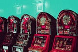 Slot machines to represent gambling.