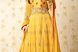 Yellow Georgette Chuddidar Kameez with Dupatta