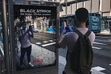 Netizen takes a photo of the strategic ad Black Mirror did, in line with the current pandemic crisis.