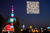 QR code in the Shanghai sky created by 1,500 drones