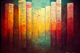 Painting of a row of books.