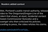An X community note refusting Gonzalez’ claim of being assaluted on the MAX.
