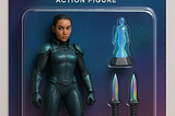 an AI-generated action figure in a package