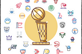 nba champion trophy with minimalist franchise logos