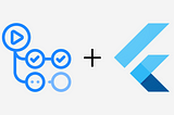GitHub Actions Logo + Flutter Logo