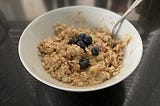 Bowl of oatmeal on the counter