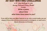 National Poetry Month 30 day challenge Day 2