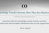 An infographic states the title and sub-text on knowledge transfer systems.