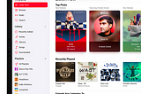 Apple music app screen with a sidebar