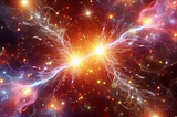 Two connecting sparks in the universe of stars and galaxies.