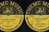 Record labels for Side A and Side B of The Chemistry of Madness by Ronald Binge