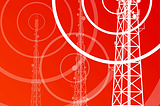 A picture of cellphone towers with concentric rings spreading out from each tower’s center point, indicating communication.