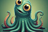 A generated image of a cute, imaginary octopus-like creature with huge eyes and a friendly expression