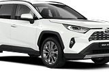 A white and black Toyota Rav4