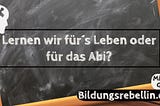 Lernen wir für´s Leben oder für das Abi?