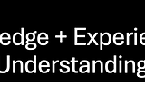 Understanding Happens When Knowledge Is Combined With Experience