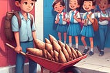 Tropecei num carrinho de mão cheio de mandiocas