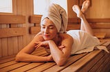 Woman in sauna