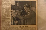 newspaper extract of a profile piece about Professor John E. Harris