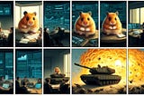 Hamster attacking hornets’ nest in a tank, aided by management dashboards.