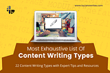 A header image displaying a laptop and text saying “content writing types”