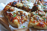 Pizza with Fig Preserves, Caramelized Onions, and Chicken Sausages