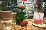 a random photo of delicious summer drinks at a flower market in Japan