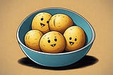 Cute potatoes in a bowl