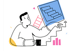 Drawing of a person walking their fingers up an imaginary flight of stairs to symbolise contemplating progress.